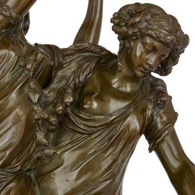 Raingo Fr res Large gilt patinated bronze and marble clock set by Raingo Fr res