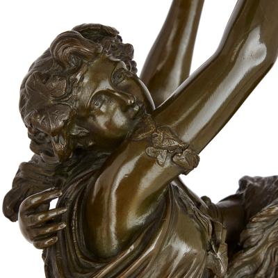 Raingo Fr res Large gilt patinated bronze and marble clock set by Raingo Fr res