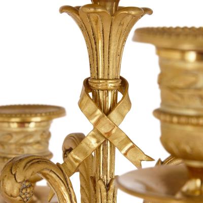 Raingo Fr res Large gilt patinated bronze and marble clock set by Raingo Fr res