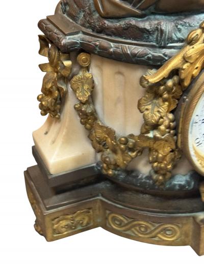 Raingo Fr res MAGNIFICENT THREE CHERUB 19TH CENTURY FRENCH DARK DORE BRONZE MARBLE CLOCK