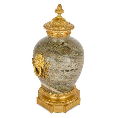 Raingo Fr res Pair of Empire style marble and ormolu vases by Raingo