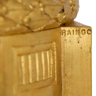 Raingo Fr res Pair of Empire style marble and ormolu vases by Raingo