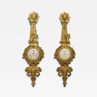 Raingo Fr res Pair of Louis XVI Ormulu Wall Clocks Barometers