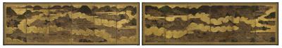 Rakuchu Rakugai 17th century Pair of 6 panel screens
