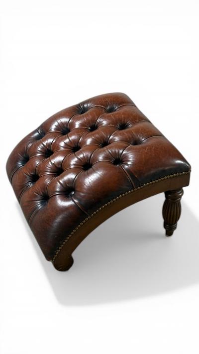 Ralph Lauren Style Leather Lounge Chairs and Ottoman Late 20th C 