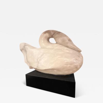 Ralph N Hurst Onyx Swan Sculpture on a Rotating Plinth By Ralph Hurst