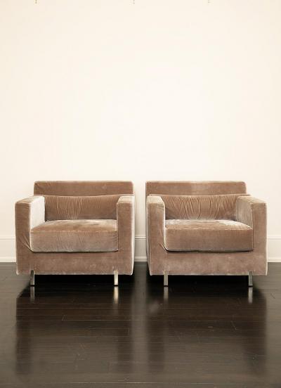 Ralph Pucci 2008 Ralph Pucci India Mahdavi Oliver Armchairs in Silk Pair