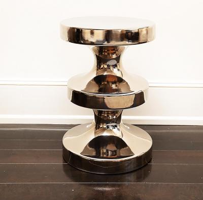 Ralph Pucci Ralph Pucci International India Mahdavi Bishop Stool Side Table in Silver