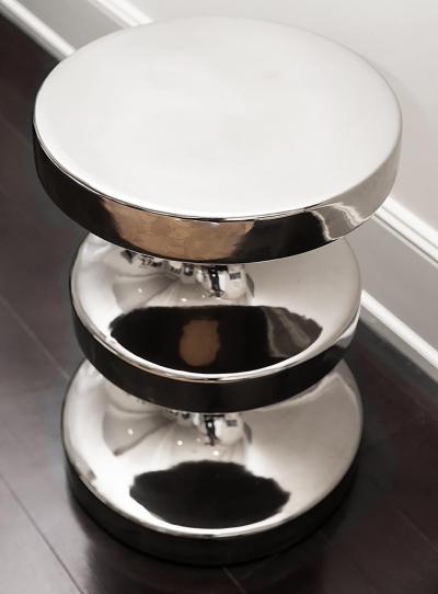 Ralph Pucci Ralph Pucci International India Mahdavi Bishop Stool Side Table in Silver