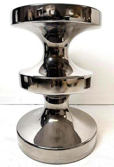 Ralph Pucci Ralph Pucci International India Mahdavi Bishop Stool Side Table in Silver