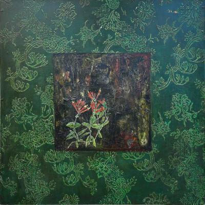 Rana Rochat Large Encaustic Abstract Expressionist Painting Rana Rochat Honeysuckle 