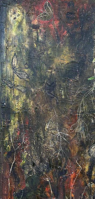 Rana Rochat Large Encaustic Abstract Expressionist Painting Rana Rochat Honeysuckle 