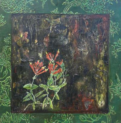 Rana Rochat Large Encaustic Abstract Expressionist Painting Rana Rochat Honeysuckle 