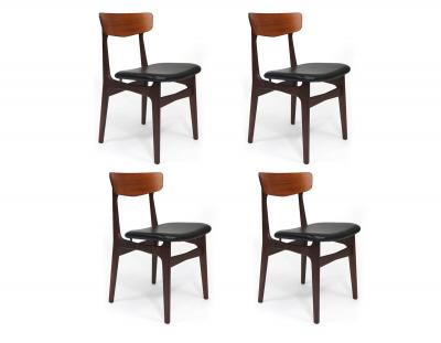 Randers M belfabrik Restored Set of Four Schionning Elgaard for Randers Mid century Danish Teak