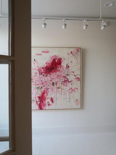 Ranunculus III Acrylic Oil Pastels and Pencils Red Pink Abstract 60 x60