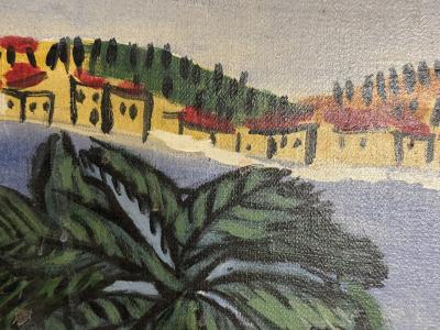 Raoul Dufy MID CENTURY CANNES SEASIDE WITH HORSE DRAWN CARRIAGE PAINTING AFTER RAOUL DUFY