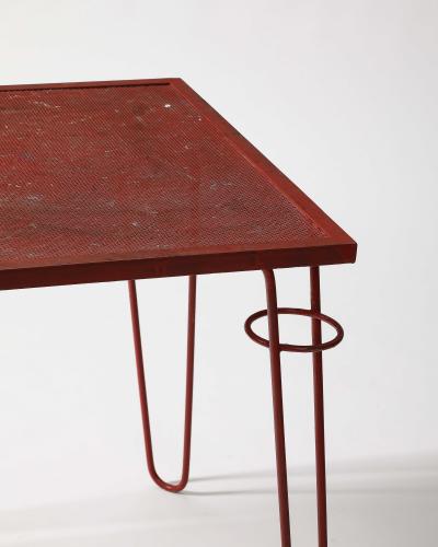 Raoul Guys Perforated Lacquered Steel Cafe Games Table by Raoul Guys France c 1960