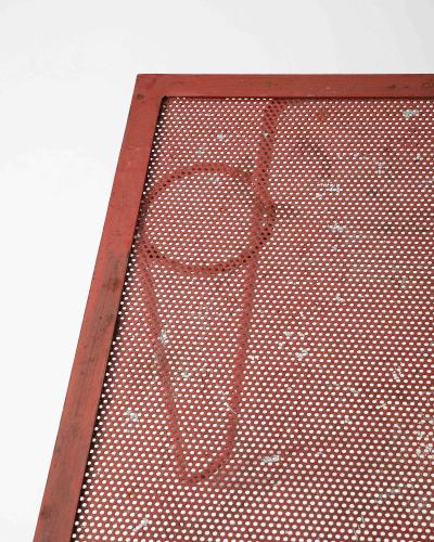 Raoul Guys Perforated Lacquered Steel Cafe Games Table by Raoul Guys France c 1960