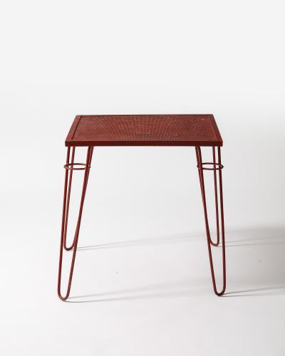 Raoul Guys Perforated Lacquered Steel Cafe Games Table by Raoul Guys France c 1960