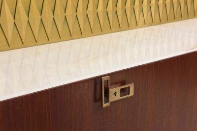 Raphael Mid Century French Modern Mahogany Bronze and Brass Bar Cabinet
