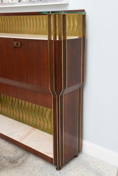 Raphael Mid Century French Modern Mahogany Bronze and Brass Bar Cabinet