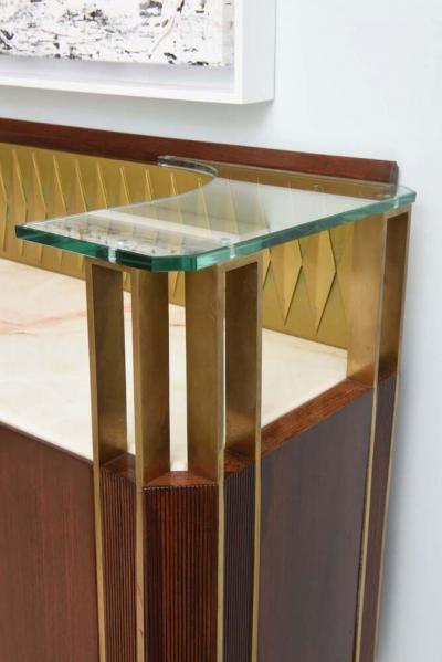 Raphael Mid Century French Modern Mahogany Bronze and Brass Bar Cabinet