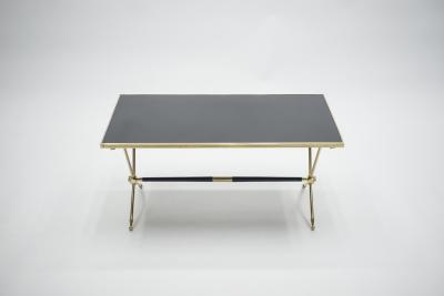 Raphael Raffel French Neoclassical Rapha l brass and opaline coffee table 1960s