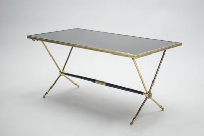 Raphael Raffel French Neoclassical Rapha l brass and opaline coffee table 1960s