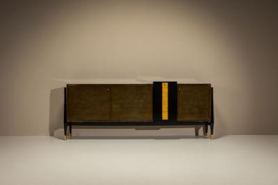 Raphael Raffel Rapha l Raffel Sideboard in Green and Black Beka Lacquer and Gold Leaf France