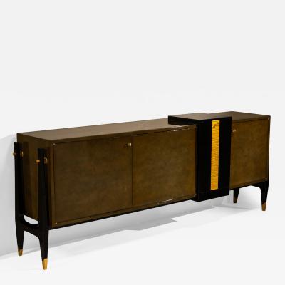 Raphael Raffel Rapha l Raffel Sideboard in Green and Black Beka Lacquer and Gold Leaf France