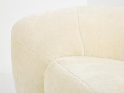 Raphael Raffel Rapha l Raffel croissant sofa in Mohair velvet 1970s