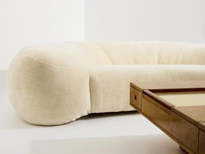 Raphael Raffel Rapha l Raffel croissant sofa in Mohair velvet 1970s