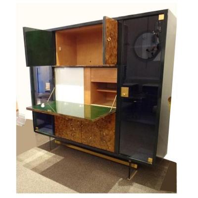 Raphael Raffel Raphael Rare Drop Front Libraire Cabinet in Original Lacquer France Circa 1962