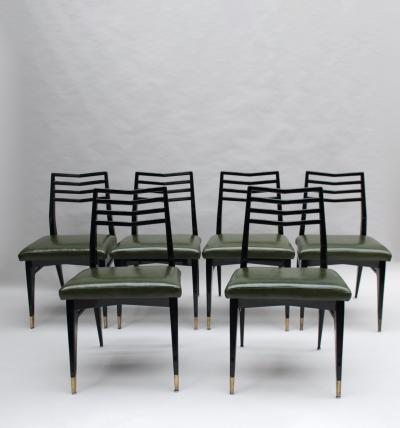 Raphael Raffel Set of 6 Fine French 1950s Dining Chairs by Raphael