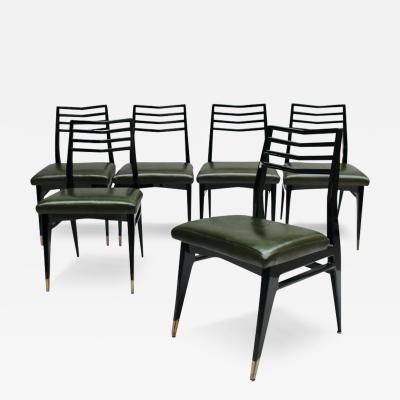 Raphael Raffel Set of 6 Fine French 1950s Dining Chairs by Raphael