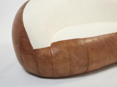 Raphael Raffel Set of two croissant sofas by Raphael Raffel leather and boucl 1970s