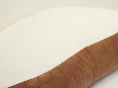 Raphael Raffel Set of two croissant sofas by Raphael Raffel leather and boucl 1970s