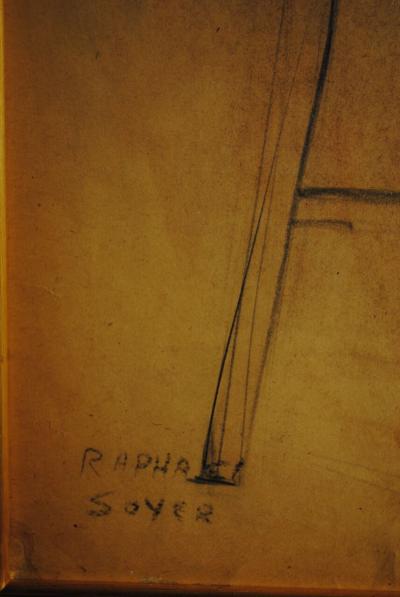 Raphael Soyer Drawing and Gouache of Large Nude signed