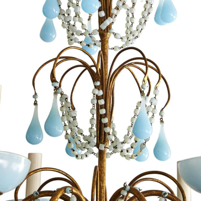 Raquel Welch Gilt Metal And Opaline Glass Chandelier