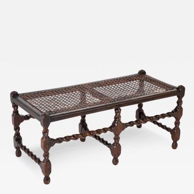 Rare 17th Century English 6 Leg Barley Twist Double Bench