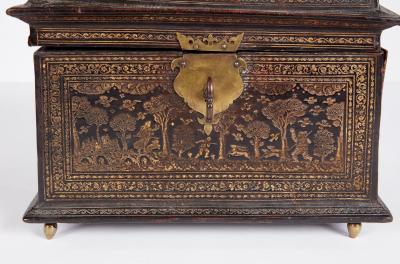 Rare 17th c Tooled Leather Jewelry Box