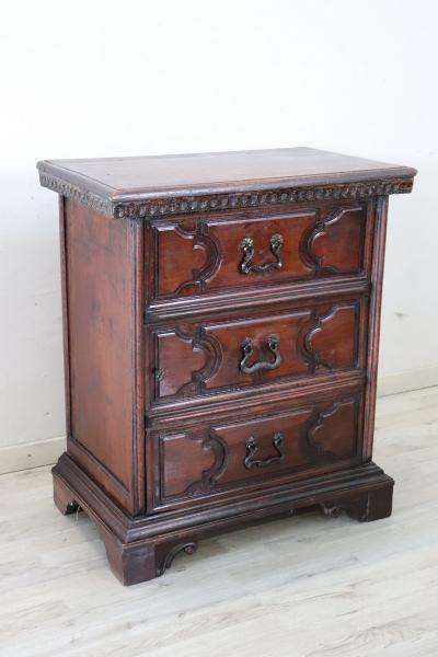 Rare 18th Century Italian Tuscany Solid Walnut Antique Nightstand