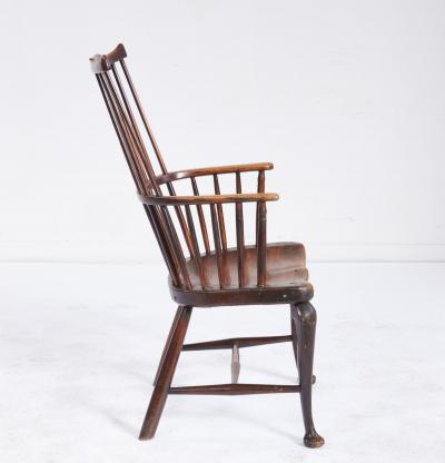 Rare 18th c English Cabriole Leg Fan Back Windsor Armchair