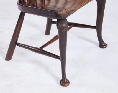 Rare 18th c English Cabriole Leg Fan Back Windsor Armchair