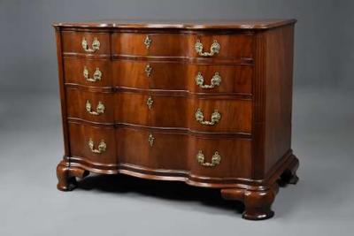 Rare 18thc Continental mahogany commode of oxbow form