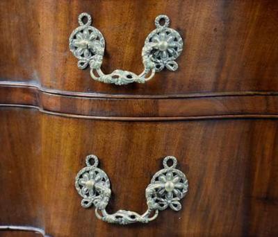 Rare 18thc Continental mahogany commode of oxbow form