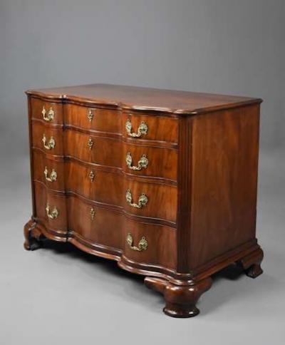 Rare 18thc Continental mahogany commode of oxbow form