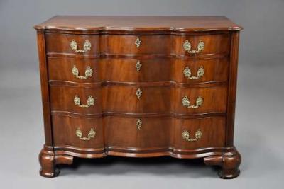 Rare 18thc Continental mahogany commode of oxbow form