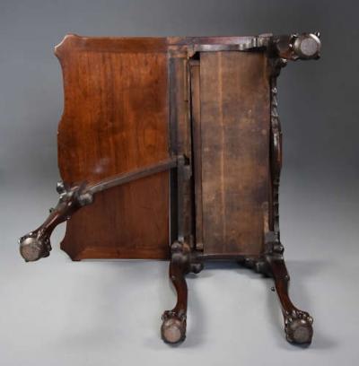 Rare 18thc Irish American black walnut tea table with bird inlay