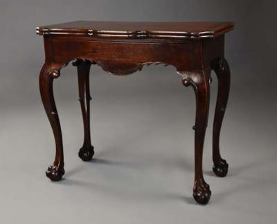 Rare 18thc Irish American black walnut tea table with bird inlay